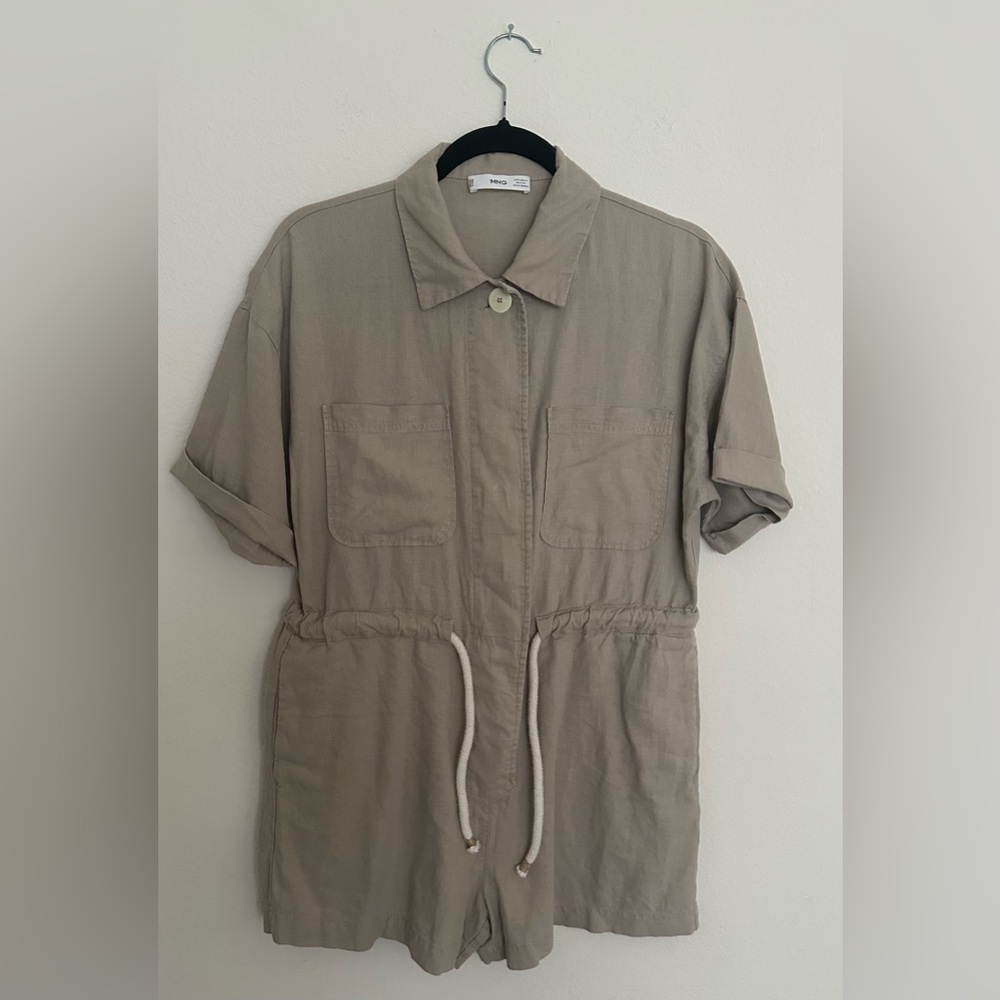 Mango Beige Short-Sleeve Romper - Picture 4 of 15